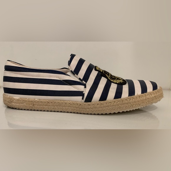 Men's JOSHUA SANDERS Striped Canvas Crest Slip On Espadrille Loafers, Size 43 - Picture 2 of 6